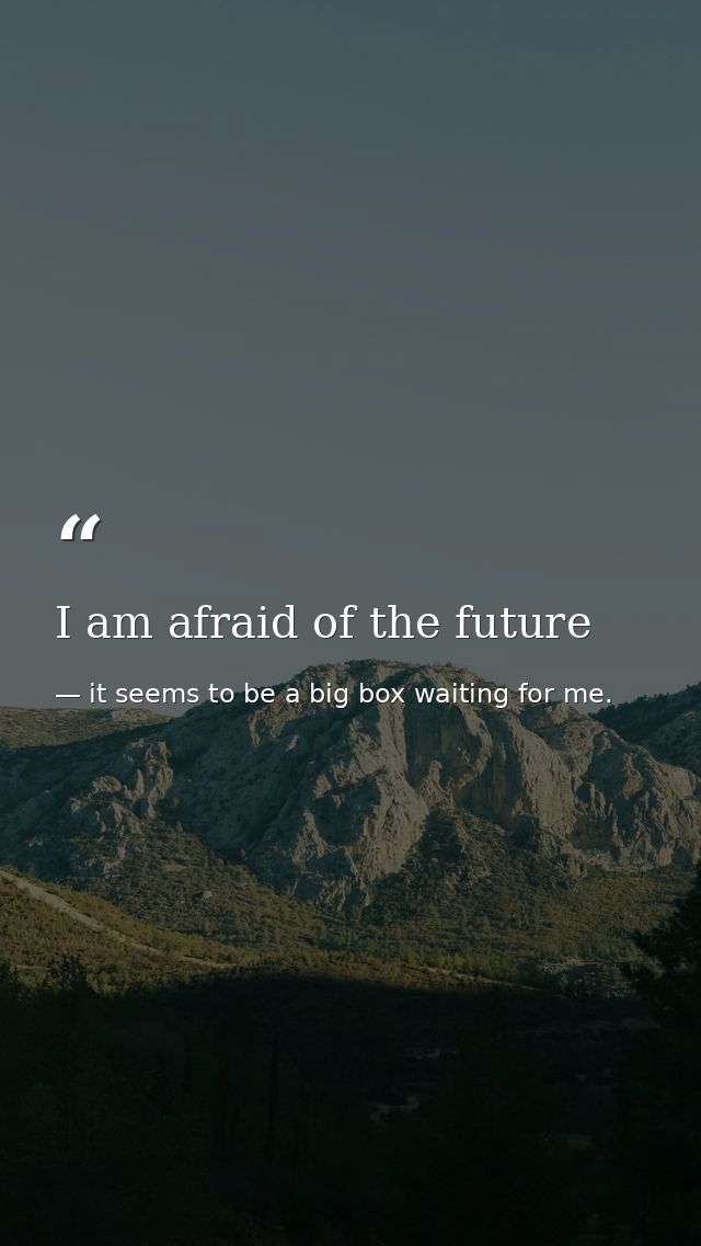 I am afraid of the future — it seems to be a big box waiting for me.