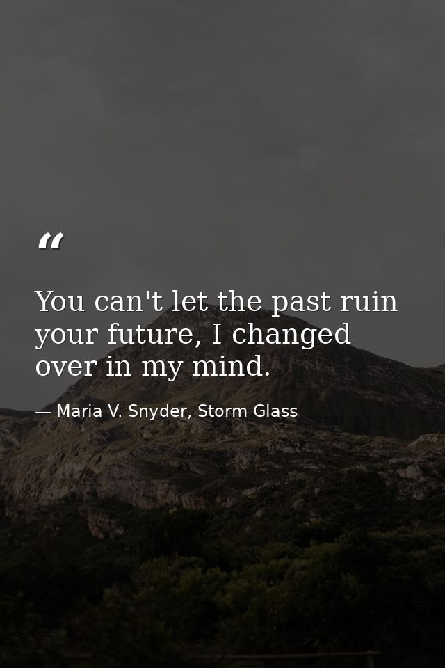 You can't let the past ruin your future, I changed over in my mind. — Maria V. Snyder, Storm Glass