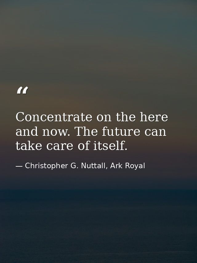 Concentrate on the here and now. The future can take care of itself. — Christopher G. Nuttall, Ark Royal