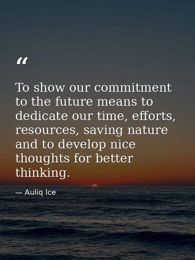 To show our commitment to the future means to dedicate our time, efforts, resources, saving nature and to develop nice t — Auliq Ice