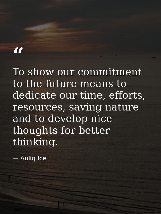 To show our commitment to the future means to dedicate our time, efforts, resources, saving nature and to develop nice t — Auliq Ice