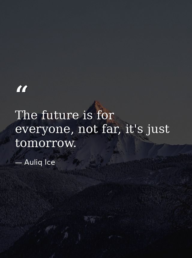 The future is for everyone, not far, it's just tomorrow. — Auliq Ice