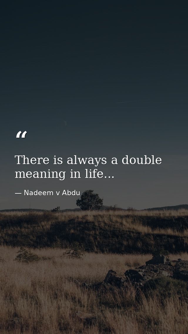 There is always a double meaning in life... — Nadeem v Abdu