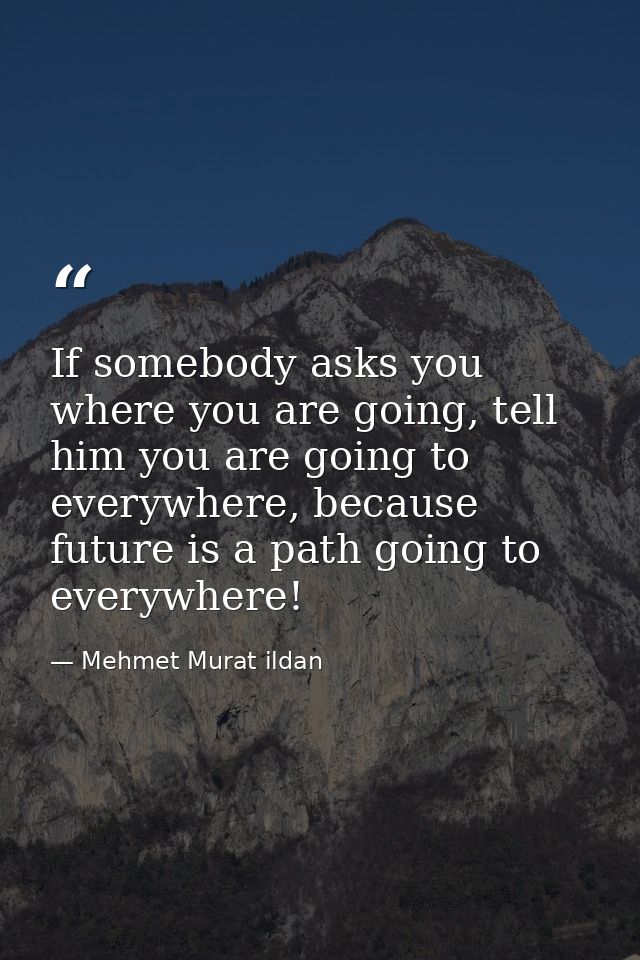 If somebody asks you where you are going, tell him you are going to everywhere, because future is a path going to everyw — Mehmet Murat ildan