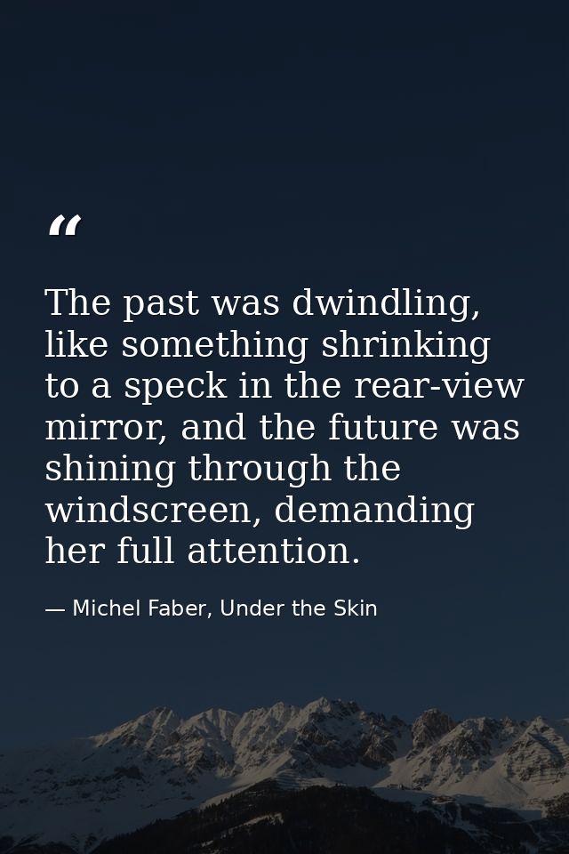 The past was dwindling, like something shrinking to a speck in the rear-view mirror, and the future was shining through  — Michel Faber, Under the Skin