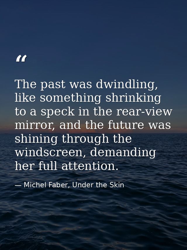 The past was dwindling, like something shrinking to a speck in the rear-view mirror, and the future was shining through  — Michel Faber, Under the Skin