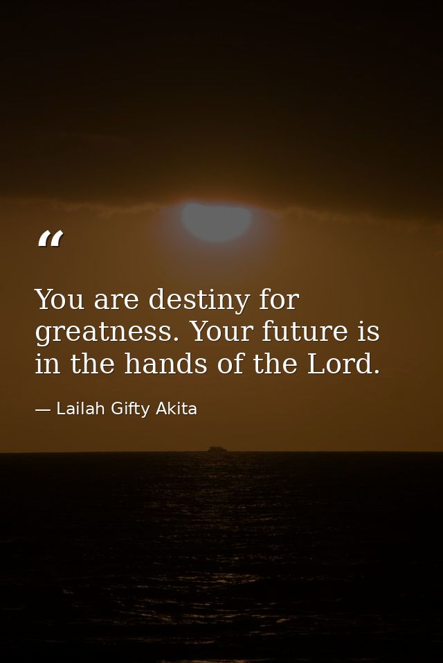 You are destiny for greatness. Your future is in the hands of the Lord. — Lailah Gifty Akita