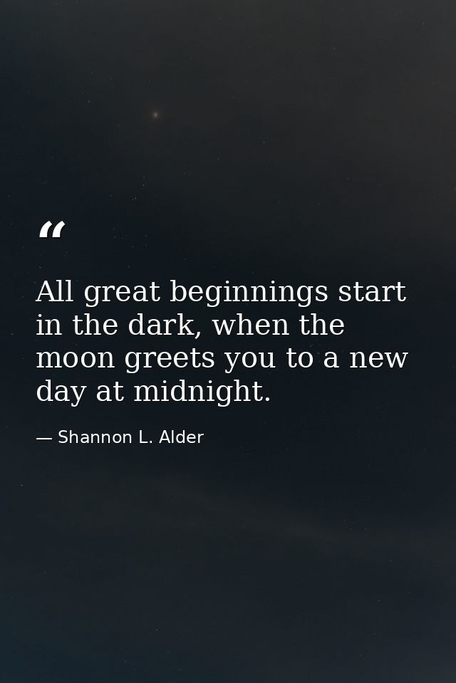 All great beginnings start in the dark, when the moon greets you to a new day at midnight. — Shannon L. Alder