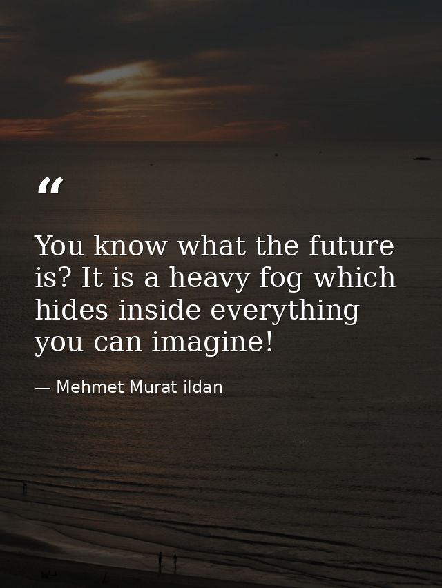 You know what the future is? It is a heavy fog which hides inside everything you can imagine! — Mehmet Murat ildan