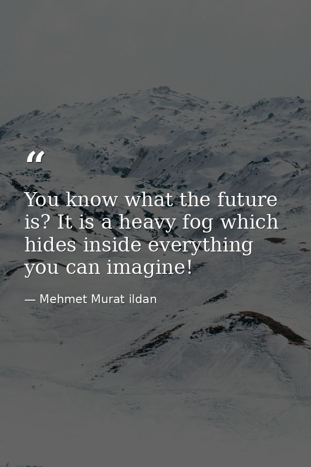 You know what the future is? It is a heavy fog which hides inside everything you can imagine! — Mehmet Murat ildan