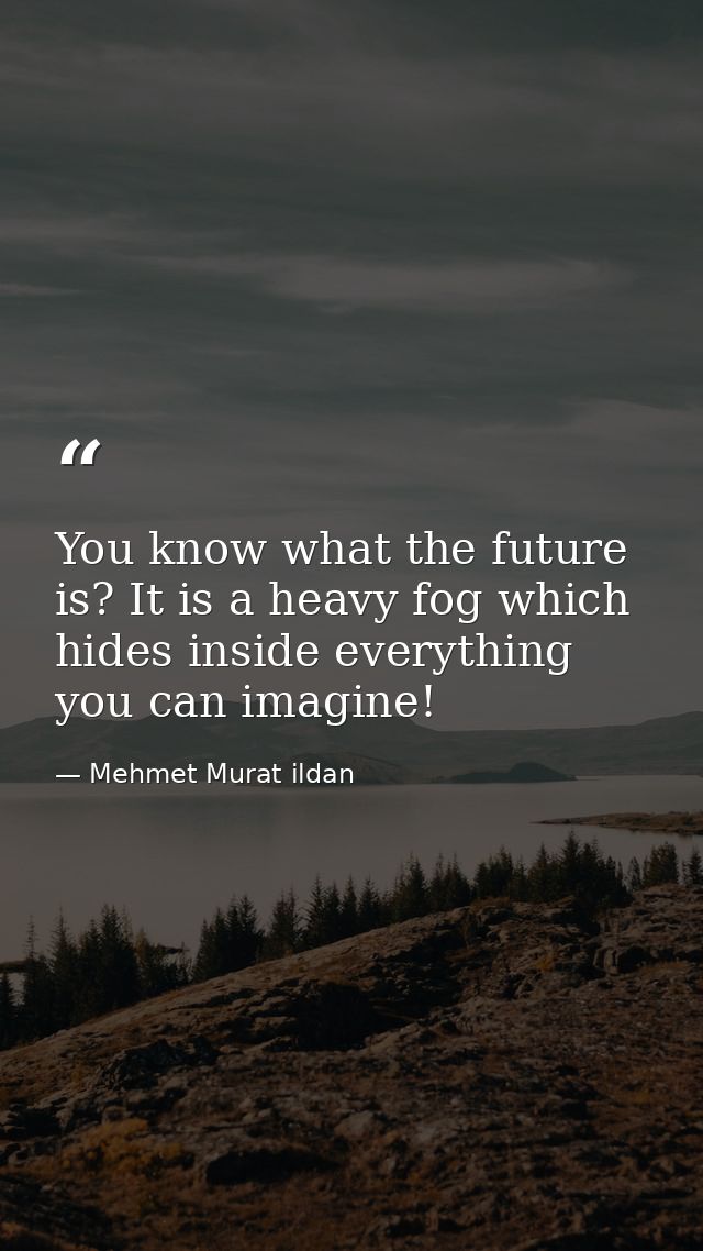 You know what the future is? It is a heavy fog which hides inside everything you can imagine! — Mehmet Murat ildan