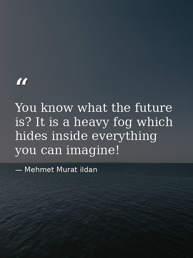 You know what the future is? It is a heavy fog which hides inside everything you can imagine! — Mehmet Murat ildan