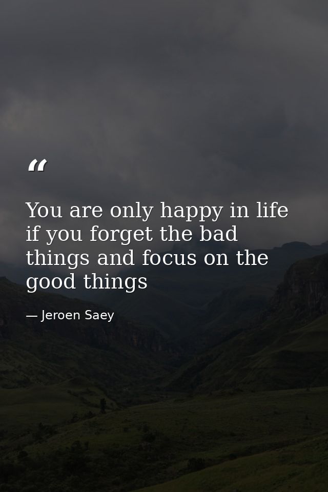 You are only happy in life if you forget the bad things and focus on the good things — Jeroen Saey