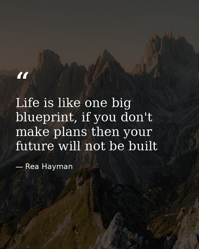 Life is like one big blueprint, if you don't make plans then your future will not be built — Rea Hayman