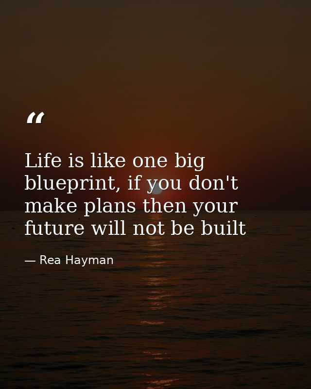 Life is like one big blueprint, if you don't make plans then your future will not be built — Rea Hayman