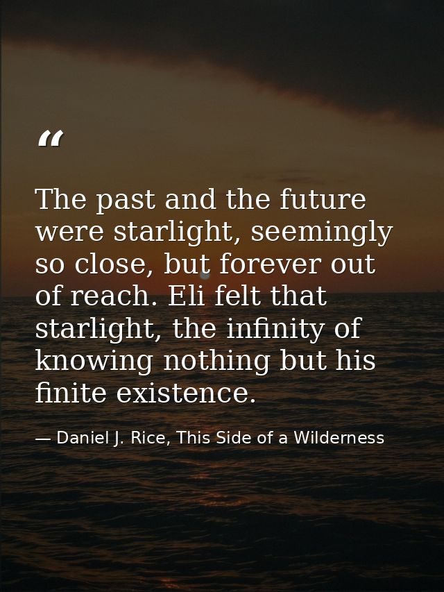 The past and the future were starlight, seemingly so close, but forever out of reach. Eli felt that starlight, the infin — Daniel J. Rice, This Side of a Wilderness