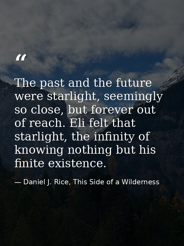 The past and the future were starlight, seemingly so close, but forever out of reach. Eli felt that starlight, the infin — Daniel J. Rice, This Side of a Wilderness