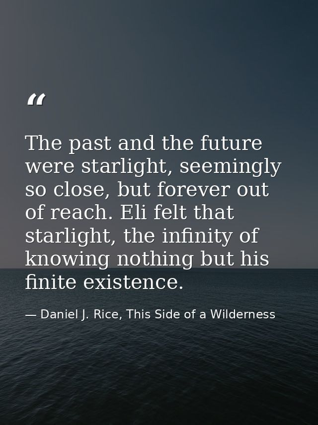 The past and the future were starlight, seemingly so close, but forever out of reach. Eli felt that starlight, the infin — Daniel J. Rice, This Side of a Wilderness