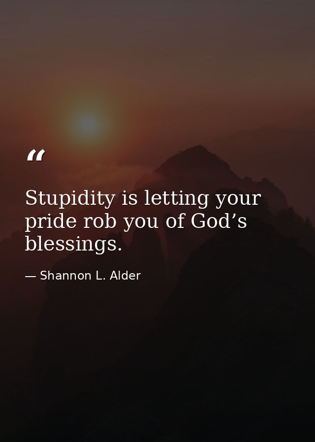 Stupidity is letting your pride rob you of God’s blessings. — Shannon L. Alder