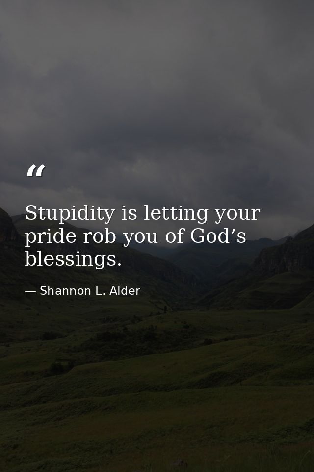 Stupidity is letting your pride rob you of God’s blessings. — Shannon L. Alder