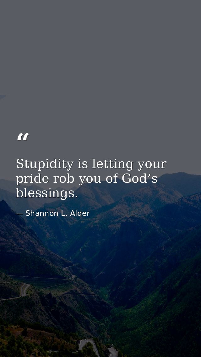 Stupidity is letting your pride rob you of God’s blessings. — Shannon L. Alder