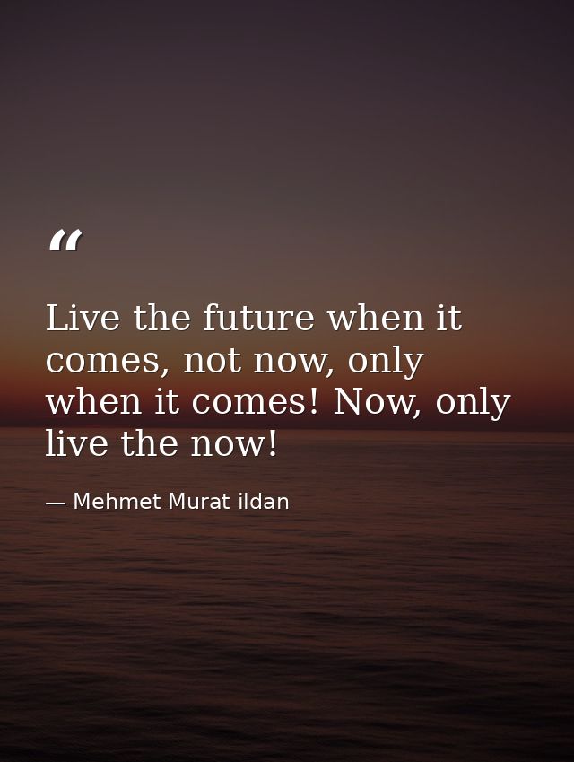 Live the future when it comes, not now, only when it comes! Now, only live the now! — Mehmet Murat ildan