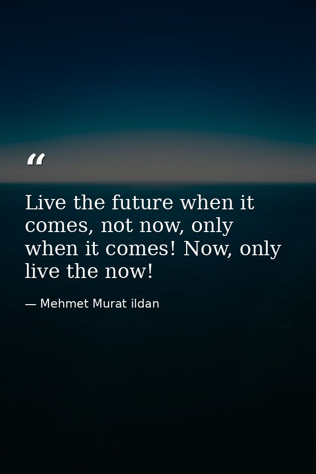 Live the future when it comes, not now, only when it comes! Now, only live the now! — Mehmet Murat ildan