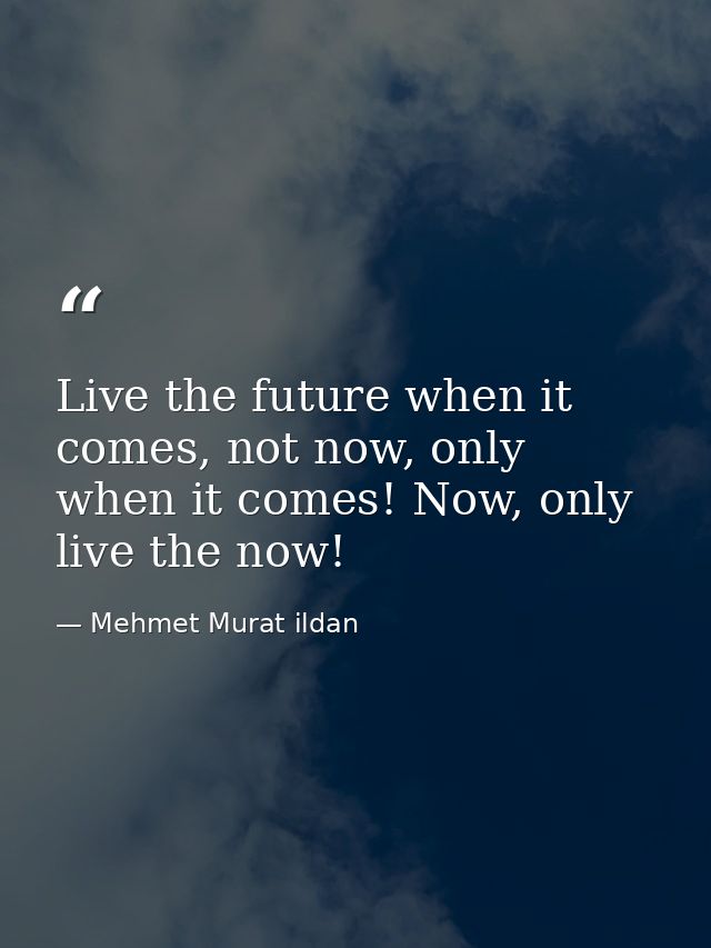 Live the future when it comes, not now, only when it comes! Now, only live the now! — Mehmet Murat ildan