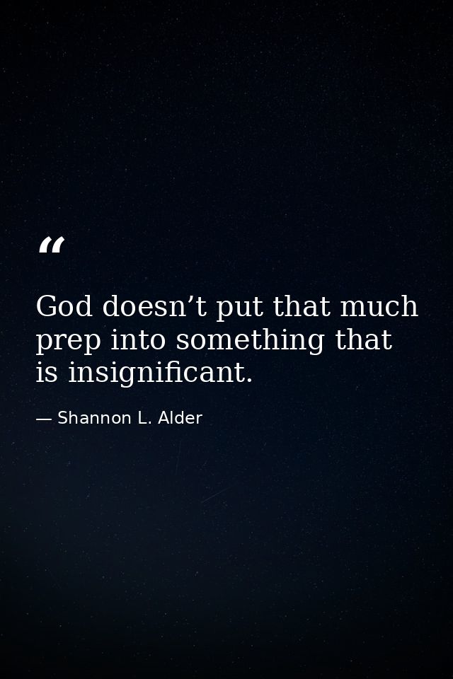 God doesn’t put that much prep into something that is insignificant. — Shannon L. Alder