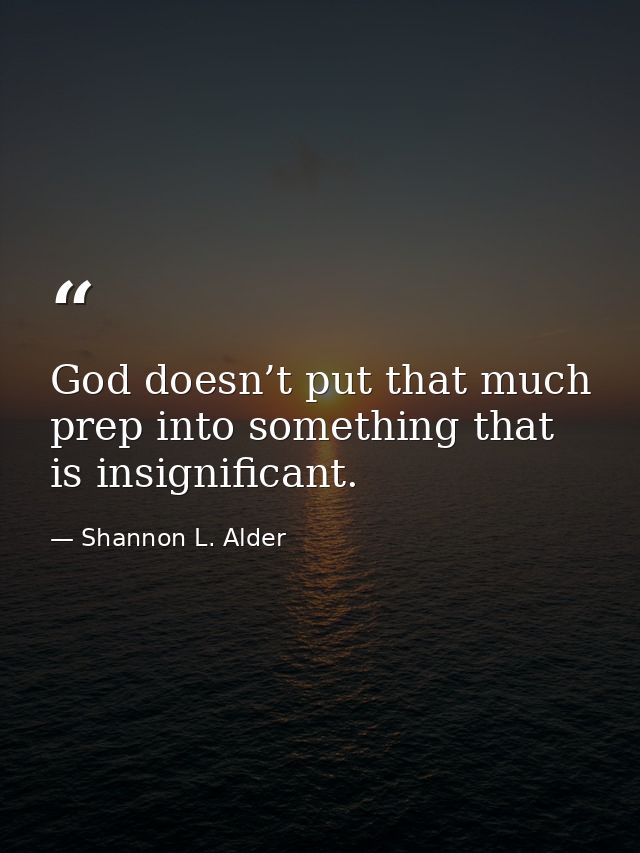 God doesn’t put that much prep into something that is insignificant. — Shannon L. Alder
