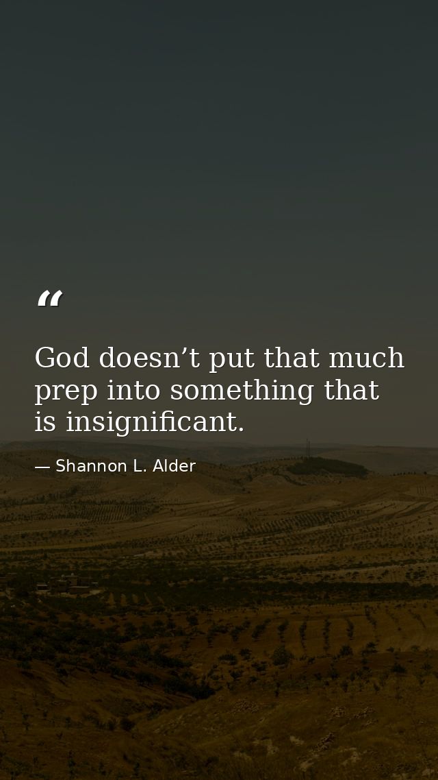 God doesn’t put that much prep into something that is insignificant. — Shannon L. Alder