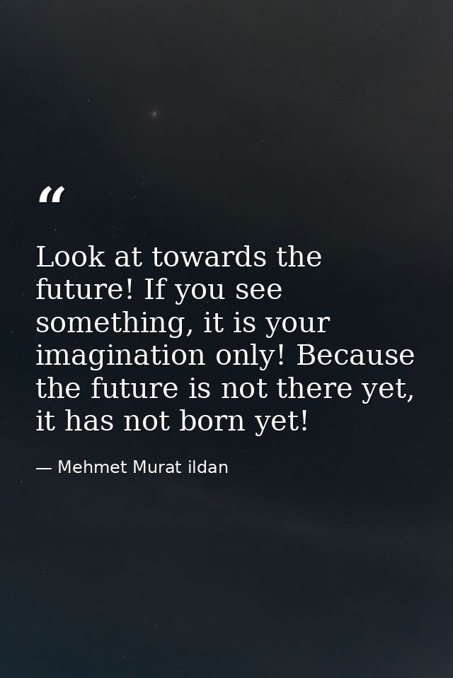 Look at towards the future! If you see something, it is your imagination only! Because the future is not there yet, it h — Mehmet Murat ildan