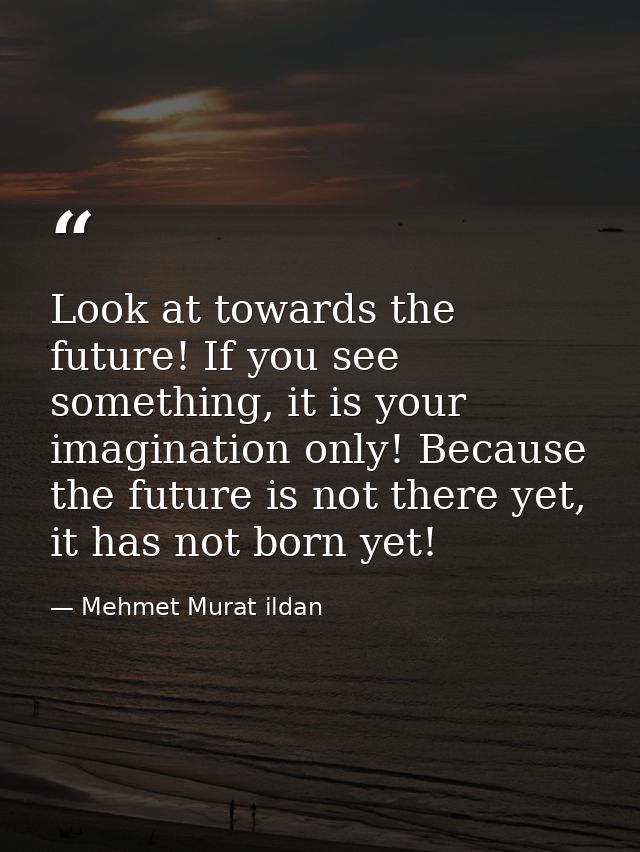 Look at towards the future! If you see something, it is your imagination only! Because the future is not there yet, it h — Mehmet Murat ildan