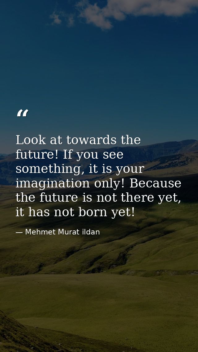 Look at towards the future! If you see something, it is your imagination only! Because the future is not there yet, it h — Mehmet Murat ildan