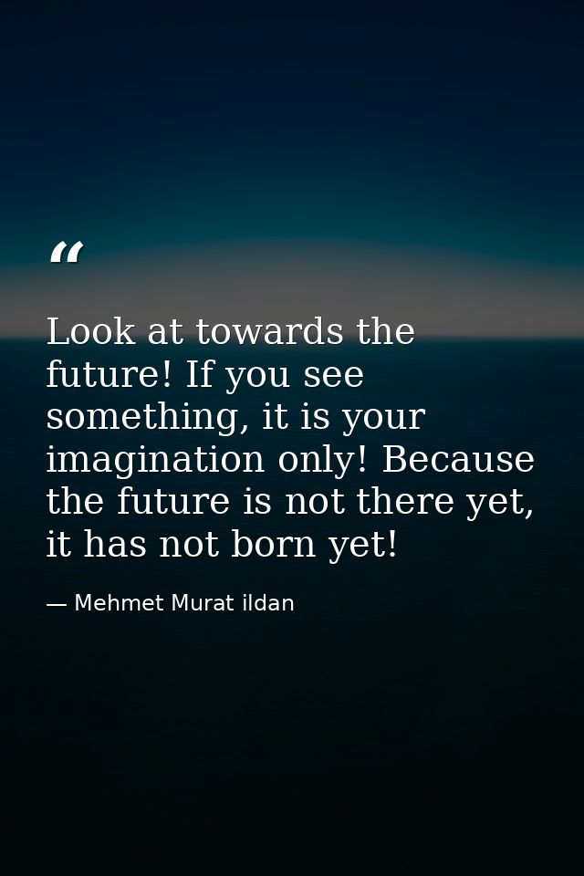 Look at towards the future! If you see something, it is your imagination only! Because the future is not there yet, it h — Mehmet Murat ildan