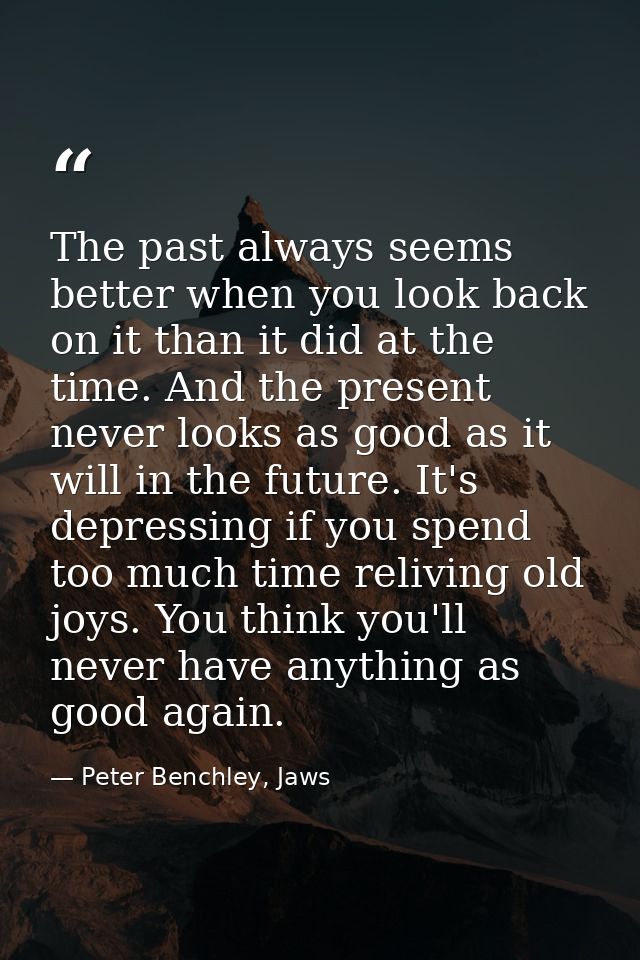 The past always seems better when you look back on it than it did at the time. And the present never looks as good as it — Peter Benchley, Jaws