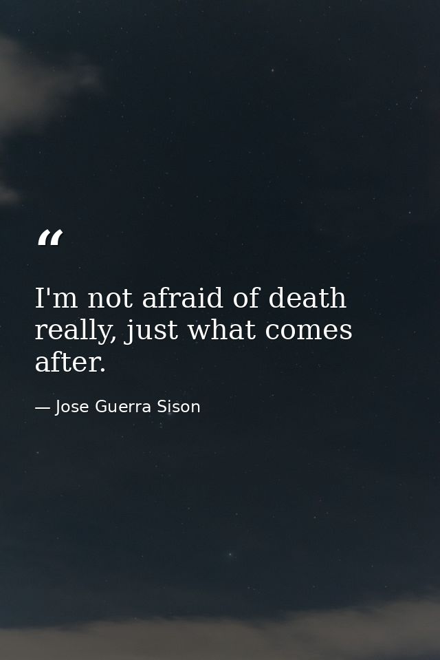 I'm not afraid of death really, just what comes after. — Jose Guerra Sison