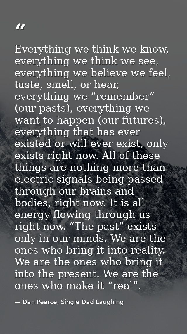 Everything we think we know, everything we think we see, everything we believe we feel, taste, smell, or hear, everythin — Dan Pearce, Single Dad Laughing