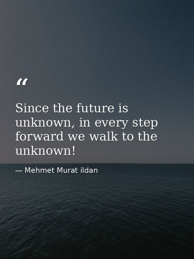 Since the future is unknown, in every step forward we walk to the unknown! — Mehmet Murat ildan