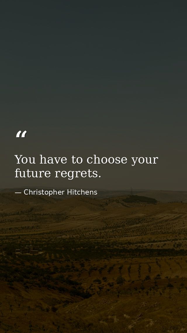 You have to choose your future regrets. — Christopher Hitchens