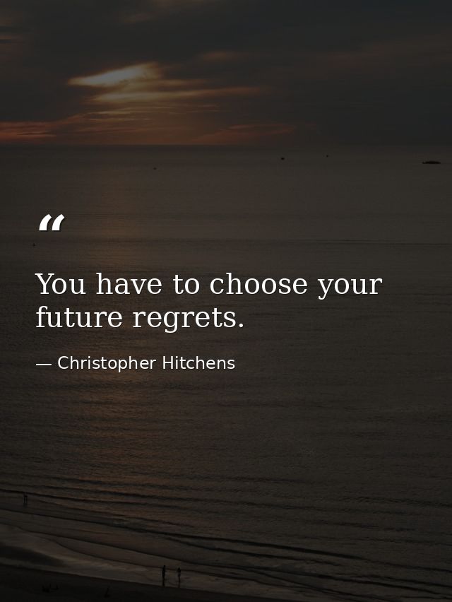 You have to choose your future regrets. — Christopher Hitchens