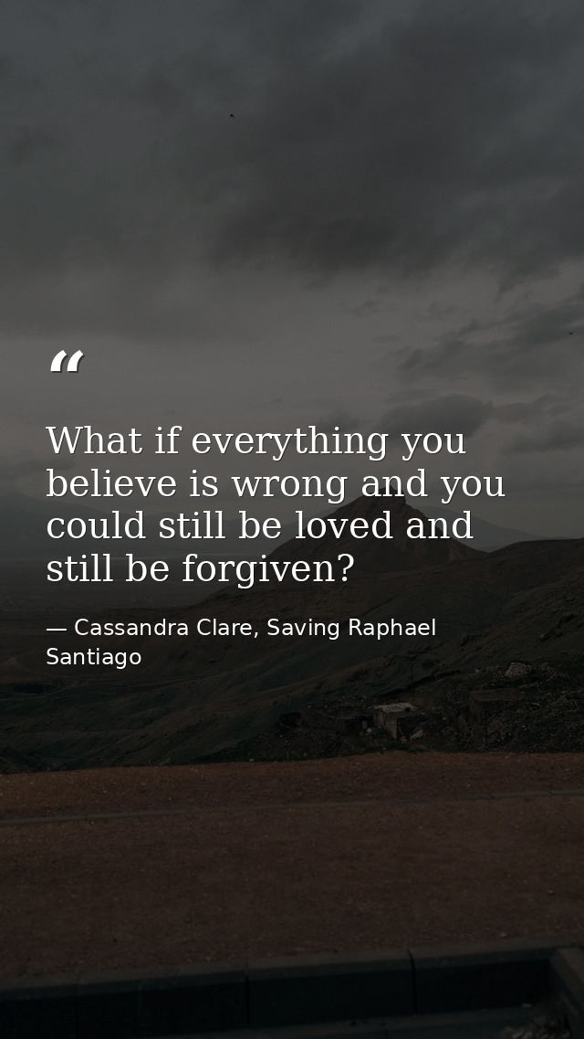 What if everything you believe is wrong and you could still be loved and still be forgiven? — Cassandra Clare, Saving Raphael Santiago