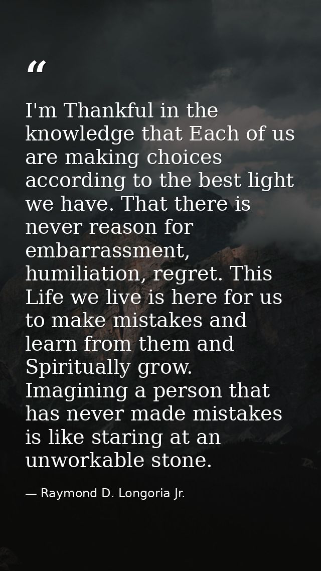 I'm Thankful in the knowledge that Each of us are making choices according to the best light we have. That there is neve — Raymond D. Longoria Jr.