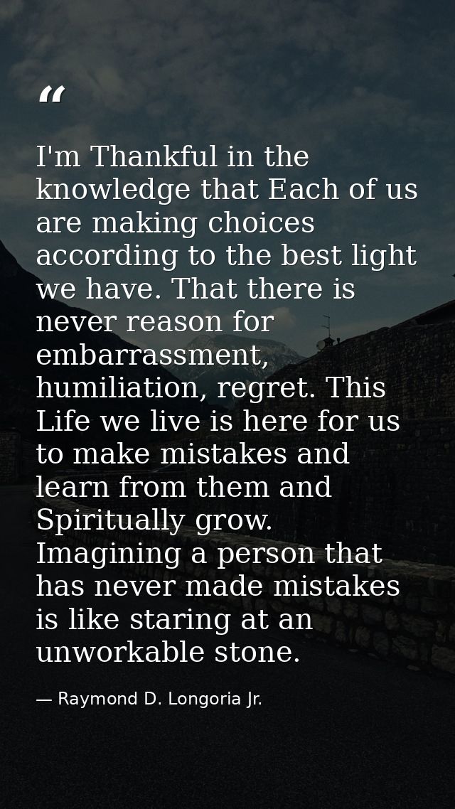 I'm Thankful in the knowledge that Each of us are making choices according to the best light we have. That there is neve — Raymond D. Longoria Jr.