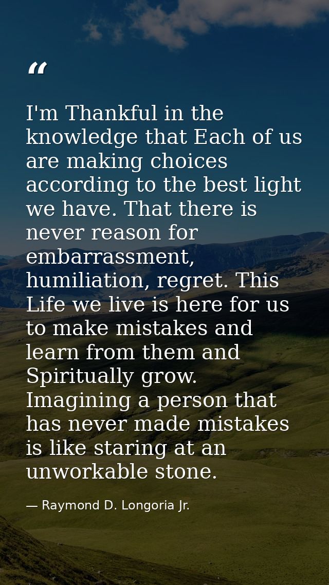 I'm Thankful in the knowledge that Each of us are making choices according to the best light we have. That there is neve — Raymond D. Longoria Jr.