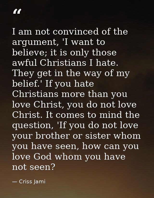 I am not convinced of the argument, 'I want to believe; it is only those awful Christians I hate. They get in the way of — Criss Jami