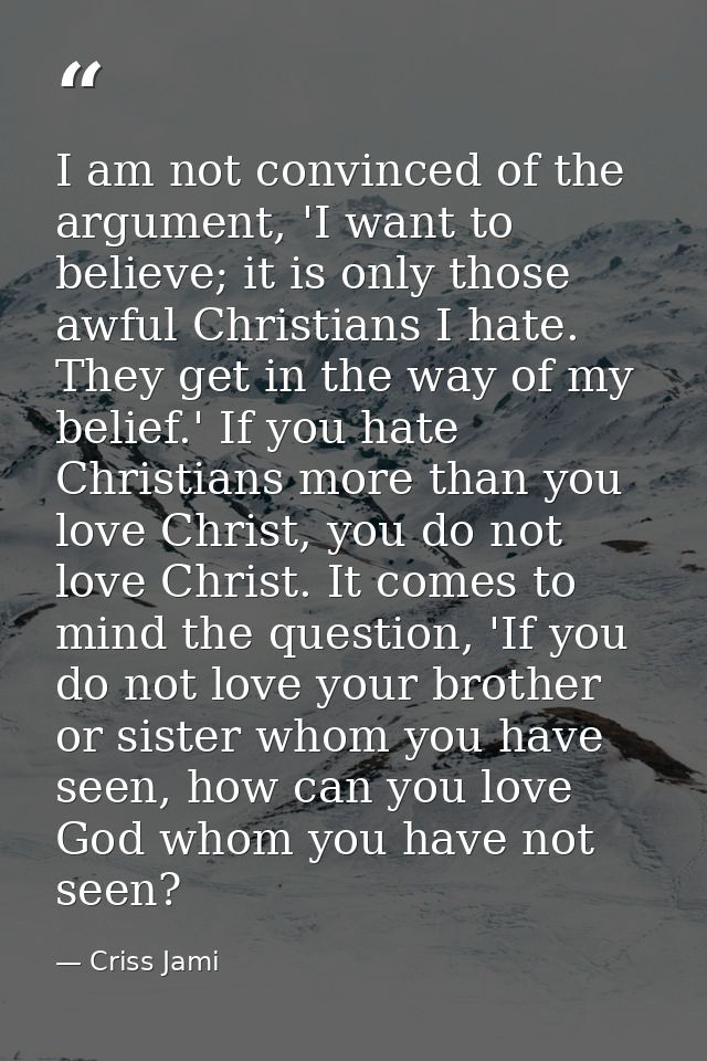I am not convinced of the argument, 'I want to believe; it is only those awful Christians I hate. They get in the way of — Criss Jami