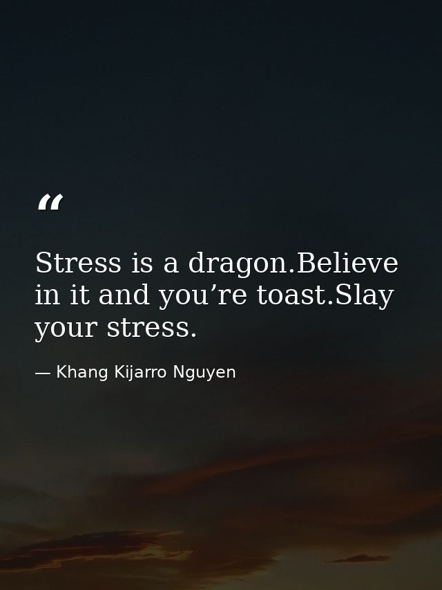 Stress is a dragon.Believe in it and you’re toast.Slay your stress. — Khang Kijarro Nguyen