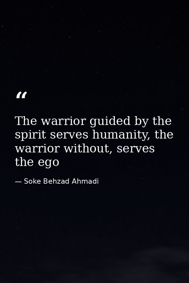 The warrior guided by the spirit serves humanity, the warrior without, serves the ego — Soke Behzad Ahmadi