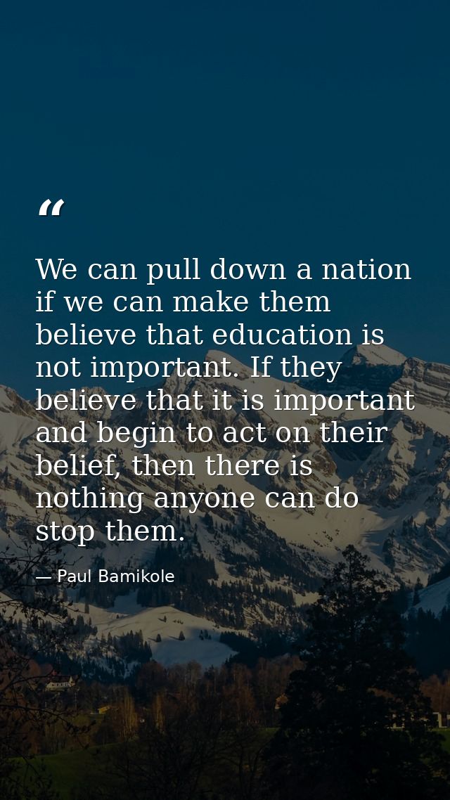 We can pull down a nation if we can make them believe that education is not important. If they believe that it is import — Paul Bamikole